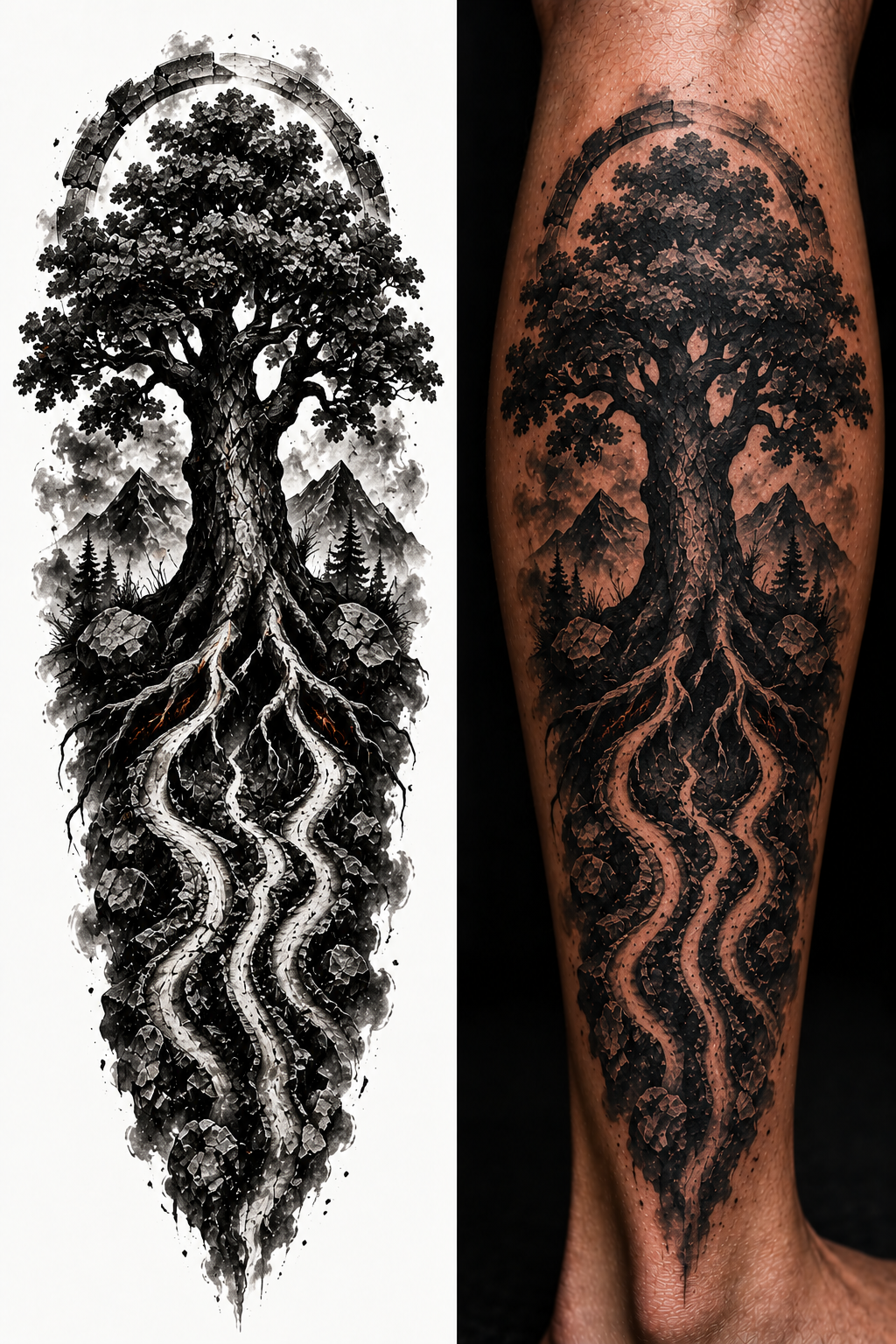 ROOTS OF THE OAK tattoo model preview